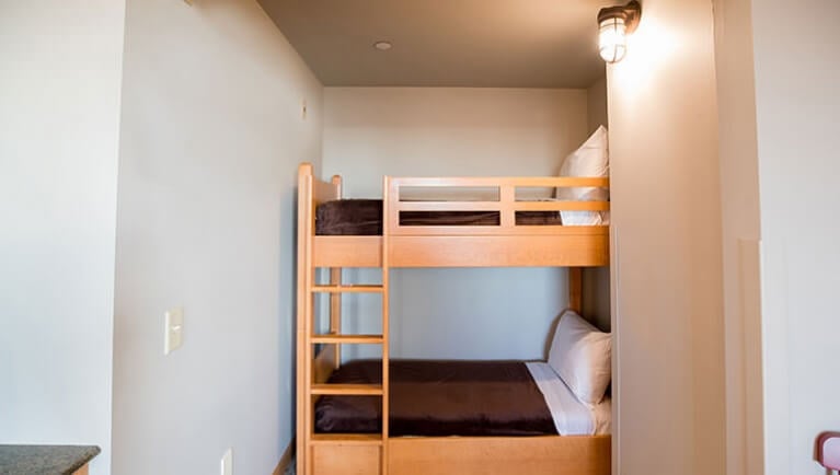 The bunk beds in the Majestic Bunk Bed Suite